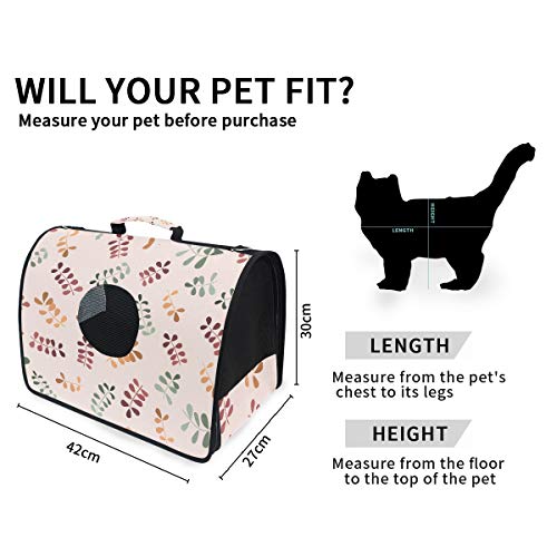 LDIYEU Hoja Rosa Contratada Portátil Gato Perro Cachorro Portador Gatito Pug Mochila Bolsa de Transporte Aerolínea aprobada Pet Carrier para al Aire Libre Viaje