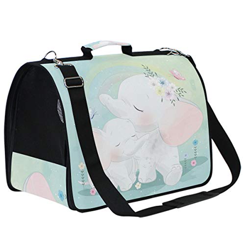 LDIYEU Lindo Elefante Madre Bebé Portátil Gato Perro Cachorro Portador Gatito Pug Mochila Bolsa de Transporte Aerolínea aprobada Pet Carrier para al Aire Libre Viaje