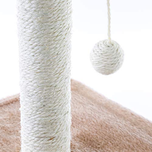 Le Stelle Rascador para gatos con caseta palo de sisal juego bolas con estante, 50 x 32 x 32 cm, varios colores (beige)
