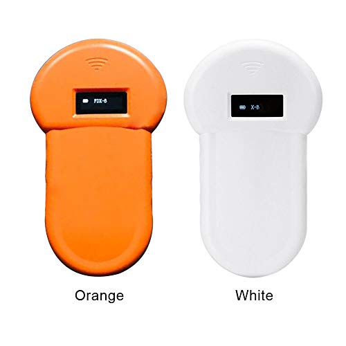 Lector de microchip para mascotas Escáner para gatos Caballo Mascota Perro Portátil Pantalla OLED portátil Zumbador incorporado de baja frecuencia Rastreo en el hogar Escáner de microchip, blanco