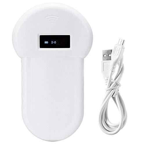 Lector de microchip para mascotas Escáner para gatos Caballo Mascota Perro Portátil Pantalla OLED portátil Zumbador incorporado de baja frecuencia Rastreo en el hogar Escáner de microchip, blanco