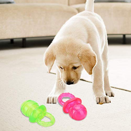 Lecxin Juguete para Perro Mascota, 2 Piezas TPR Transparente Mascota Cachorro Molar Dientes limpios Juguete Chupete masticable Jugando Juguetes de Entrenamiento para Perro Gato, sonda incorporada