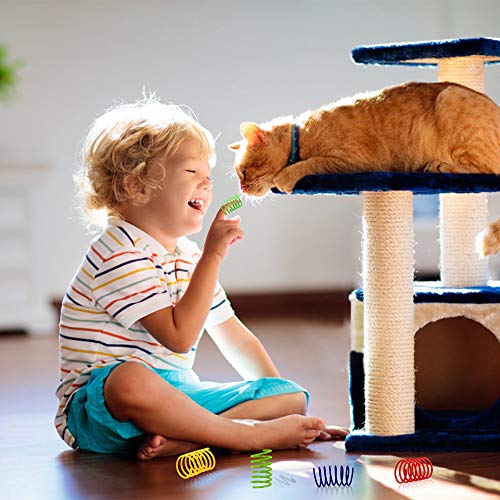 Ledoo Juguete para Gato en Espiral de 40 Piezas Juguete para Primavera de Gato Juguete Interactivo para Gato de Juguete Muelles en Espiral Juguete en Espiral Colorido Permanente para Gatitos Gatos