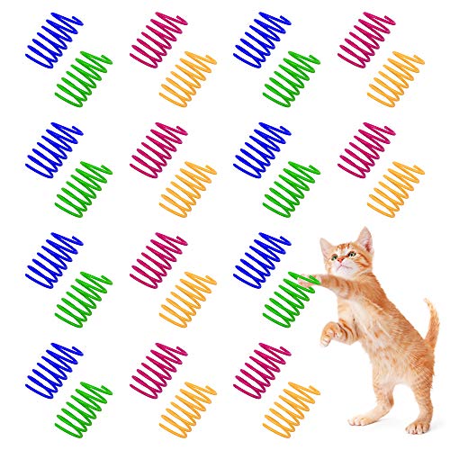 Ledoo Juguete para Gato en Espiral de 40 Piezas Juguete para Primavera de Gato Juguete Interactivo para Gato de Juguete Muelles en Espiral Juguete en Espiral Colorido Permanente para Gatitos Gatos