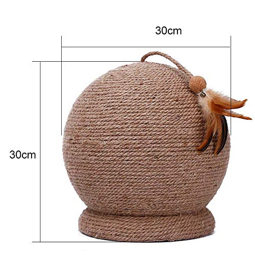 LEERAIN Tablero De Rascar del Gato Forma De Bola Circular Sisal Natural Bola De Burbuja SóLida Bola Colgante Pluma Juguetes Garra De Molienda Suministros De Mascotas FormacióN Gracioso