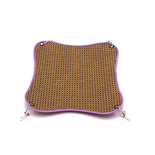 LeerKing Hamaca para Animales Pequeños Rata Cama Colgante Hámster Estera de Hamaca Fresca de Verano para Ardilla, Conejillo de Indias, Ardilla voladora, Hurón, Conejo, Forma Cuadrada, Morado L