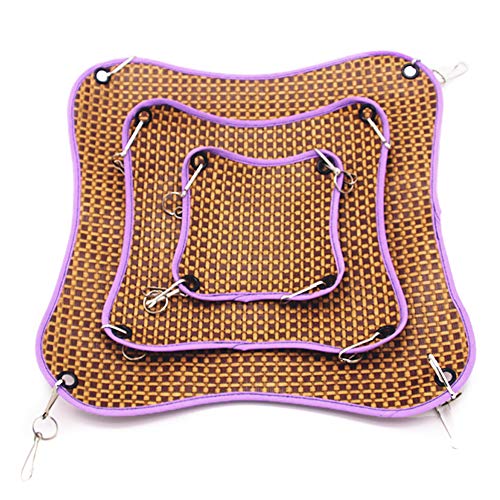 LeerKing Hamaca para Animales Pequeños Rata Cama Colgante Hámster Estera de Hamaca Fresca de Verano para Ardilla, Conejillo de Indias, Ardilla voladora, Hurón, Conejo, Forma Cuadrada, Morado L