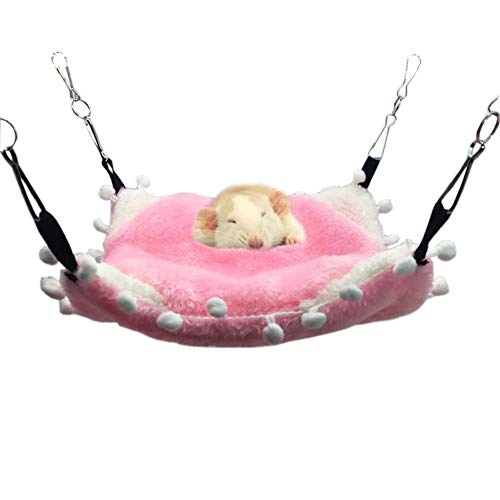 LeerKing Hamaca Simple Des Roedores para Mascotas Litera Suspendida Hamster Durmiendo Espeso Caliente Planeadores del Azúcar Conejillo de Indias Ardilla Voladora Rosa S