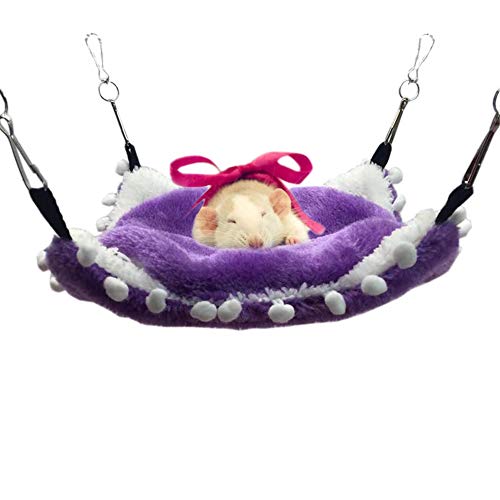 LeerKing Hamaca Simple Des Roedores para Mascotas Litera Suspendida Hamster Durmiendo Espeso Caliente Planeadores del Azúcar Conejillo de Indias Ardilla Voladora, Morado M
