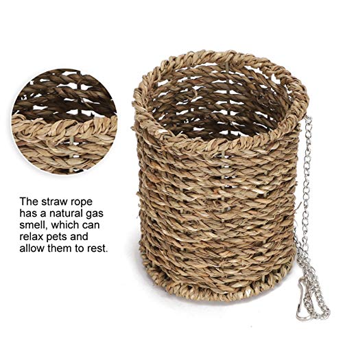 Leftwei Hamaca para Dormir de hámster con Cadena de Gancho Tejida a Mano, Hamaca para Mascotas, Hamaca de Cuerda de Paja Trenzada Resistente al Desgaste de Verano Cama Colgante para Ardilla