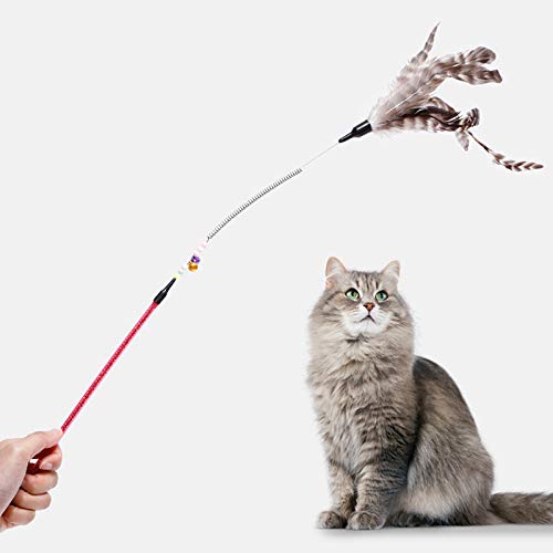 Legendog 2 Piezas Primavera Gato Teaser Divertido ImitacióN Pluma Interactivo Gato Palo Gatito Juguete Gatito Varita Gato Pluma Palo Gatito Juguetes Juguete Gato