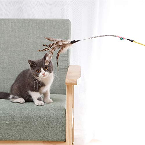 Legendog 2 Piezas Primavera Gato Teaser Divertido ImitacióN Pluma Interactivo Gato Palo Gatito Juguete Gatito Varita Gato Pluma Palo Gatito Juguetes Juguete Gato