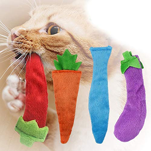 Legendog 3 Piezas Juguete para Masticar Gatito, Zanahoria, Berenjena, Chile, Gato, Juguete, Gato, Juguete De Felpa, Gatito, Hierba Gatera