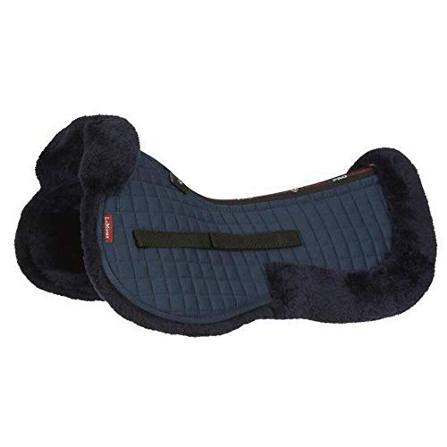 LeMieux Pro Media Almohadilla de Piel de Cordero, Unisex, Negro (Lana Natural/Tejido Negro), L