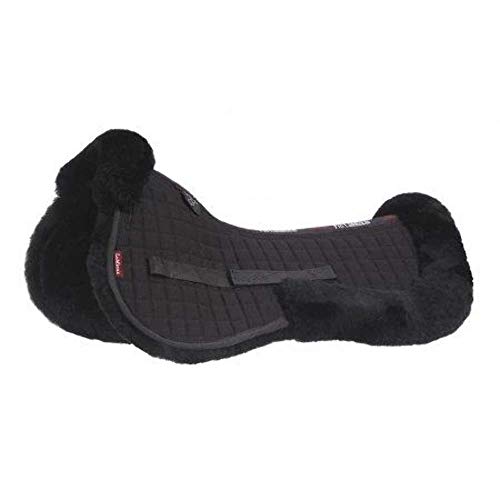 LeMieux Pro Media Almohadilla de Piel de Cordero, Unisex, Negro (Lana Natural/Tejido Negro), L
