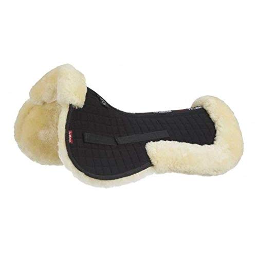 LeMieux Pro Media Almohadilla de Piel de Cordero, Unisex, Negro (Lana Natural/Tejido Negro), L