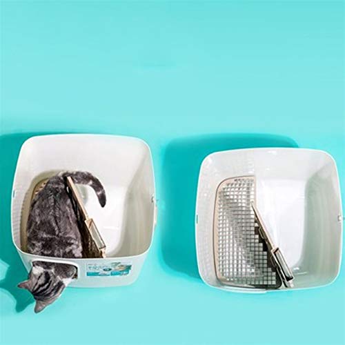 liangzishop Caja de Arena Caja de Arena de Gato Caja con Tapa Cuadrada Caja de Basura Completamente Cerrada Casa Moderno Minimalista Diseño con Cucharada de plástico, Grande Bandeja Sanitaria Gatera