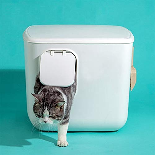 liangzishop Caja de Arena Caja de Arena de Gato Caja con Tapa Cuadrada Caja de Basura Completamente Cerrada Casa Moderno Minimalista Diseño con Cucharada de plástico, Grande Bandeja Sanitaria Gatera