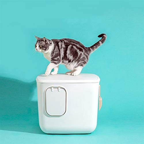 liangzishop Caja de Arena Caja de Arena de Gato Caja con Tapa Cuadrada Caja de Basura Completamente Cerrada Casa Moderno Minimalista Diseño con Cucharada de plástico, Grande Bandeja Sanitaria Gatera