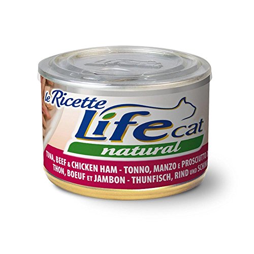 Life Cat 102311 Lata Le Recette con atún, Ternera y jamón, 150 Gramos
