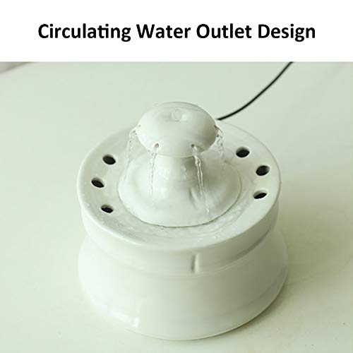 LIFF USB Smart Ceramics Alimentador para Beber para Gatos Alimentador de Agua circulante automático Dispensador de Agua para Mascotas Fuente 3D Cuenca de Agua para Gatos y Perros