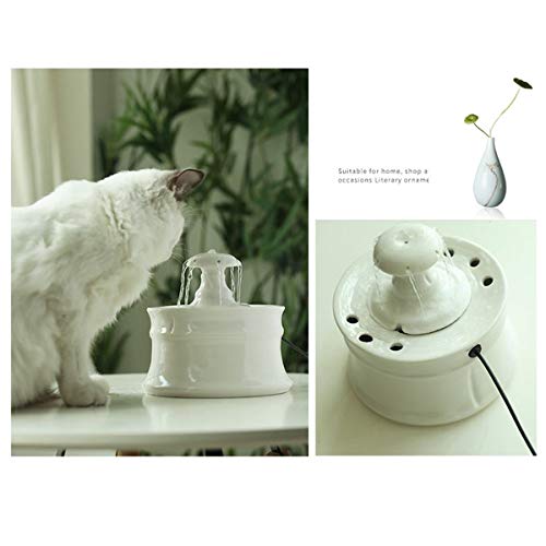 LIFF USB Smart Ceramics Alimentador para Beber para Gatos Alimentador de Agua circulante automático Dispensador de Agua para Mascotas Fuente 3D Cuenca de Agua para Gatos y Perros