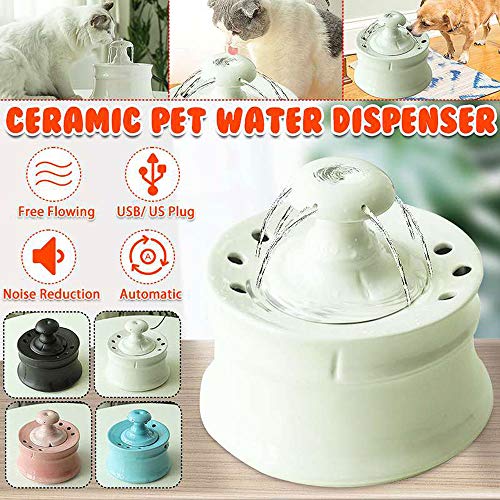 LIFF USB Smart Ceramics Alimentador para Beber para Gatos Alimentador de Agua circulante automático Dispensador de Agua para Mascotas Fuente 3D Cuenca de Agua para Gatos y Perros
