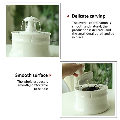 LIFF USB Smart Ceramics Alimentador para Beber para Gatos Alimentador de Agua circulante automático Dispensador de Agua para Mascotas Fuente 3D Cuenca de Agua para Gatos y Perros