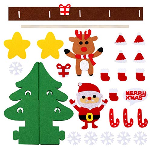 LiKuLi Fu Shi DIY Fieltro árbol de Navidad con 30 Piezas de Adornos Desmontables Puerta de Pared decoración del hogar niños pequeños