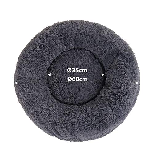 lionto by dibea Cama perros redonda cojín gatos sofá para perros donut (L) Ø 60 cm Gris oscuro