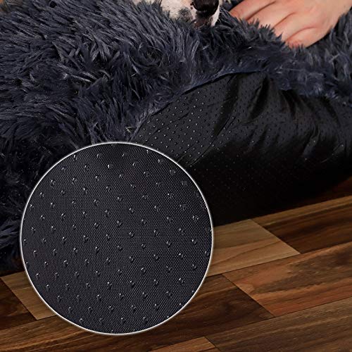 lionto by dibea Cama perros redonda cojín gatos sofá para perros donut (M) Ø 50 cm Gris oscuro