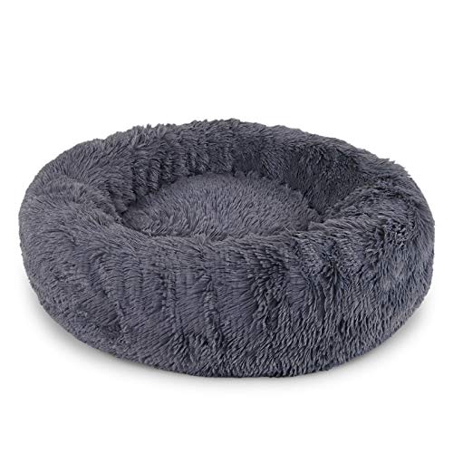 lionto by dibea Cama perros redonda cojín gatos sofá para perros donut (M) Ø 50 cm Gris oscuro