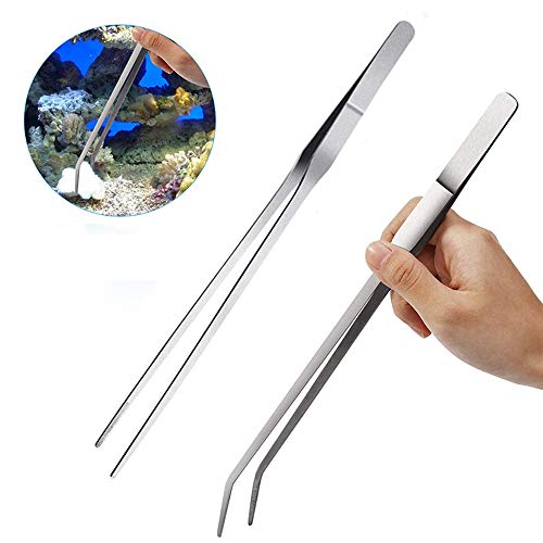 Litthing Herramientas de Acuario Acero Inoxidable Acuario Mantenimiento Kit Herramientas Planta Acuática Accesorios Pinzas Tijeras Acuario Juego de Herramientas (5Pcs)