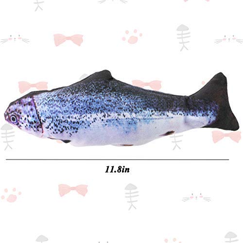 Litthing Juguete de Gatos Pez Eléctrico Recargable USB Automático para Gatos Juguete de Peces de Simulación Interactivo con Hierba Gatera Almohada para Morder