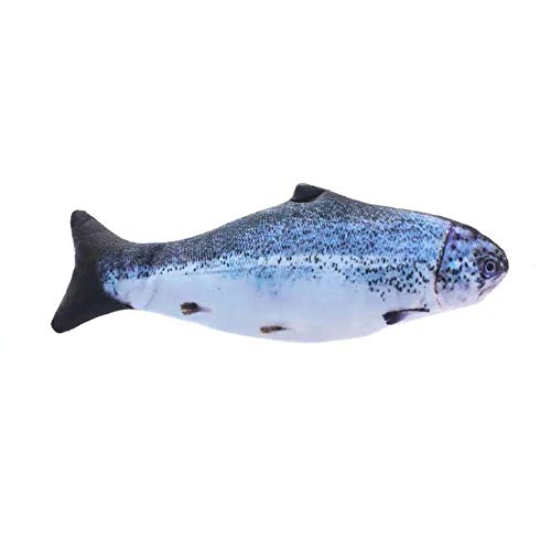 Litthing Juguete de Gatos Pez Eléctrico Recargable USB Automático para Gatos Juguete de Peces de Simulación Interactivo con Hierba Gatera Almohada para Morder