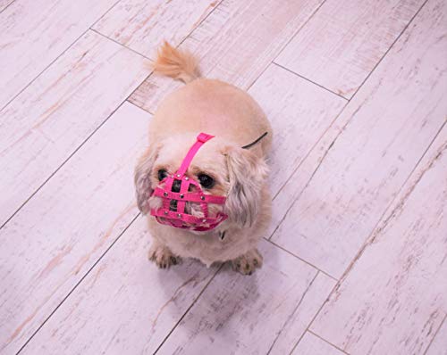 L&J Pets Uk Bozal para perro Shih Tzu, Pug y otros hocicos cortos de cara plana (M1, Rosa)