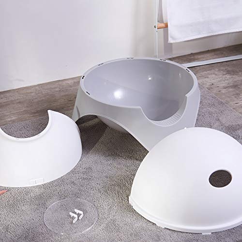 L.J.JZDY Aseo Gato Bandeja Creativa Caja de Arena del Gato de Cabina Aseo Anti Salpicaduras de Cama Felpudo Space Cat WC Cabina de plástico Pet Products Caja de Arena (Color : Gris, Size : Gratis)