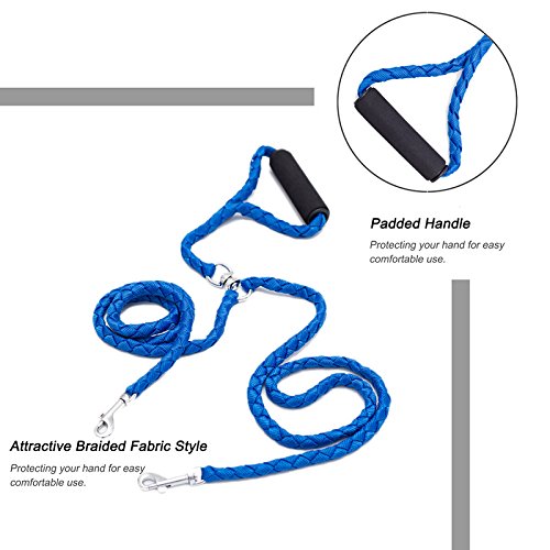 Locisne No se enreda correa de perro doble de 1.4m 2 perros de nylon (azul)