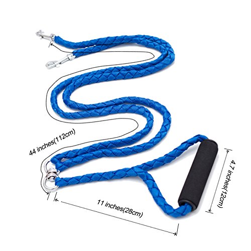Locisne No se enreda correa de perro doble de 1.4m 2 perros de nylon (azul)