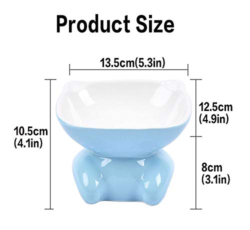 lovecabin Comedero Gato Elevado Inclinado, Tazones Antivomitos Gatos, Comedero Ortopedico para Gatos,Material Saludable De Grado Alimenticio, Bigotes Sin Estrés, AntideslizanteBlue