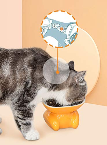 lovecabin Comedero Gato Elevado Inclinado, Tazones Antivomitos Gatos, Comedero Ortopedico para Gatos,Material Saludable De Grado Alimenticio, Bigotes Sin Estrés, AntideslizanteBlue