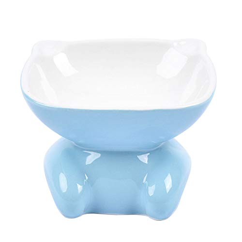 lovecabin Comedero Gato Elevado Inclinado, Tazones Antivomitos Gatos, Comedero Ortopedico para Gatos,Material Saludable De Grado Alimenticio, Bigotes Sin Estrés, AntideslizanteBlue