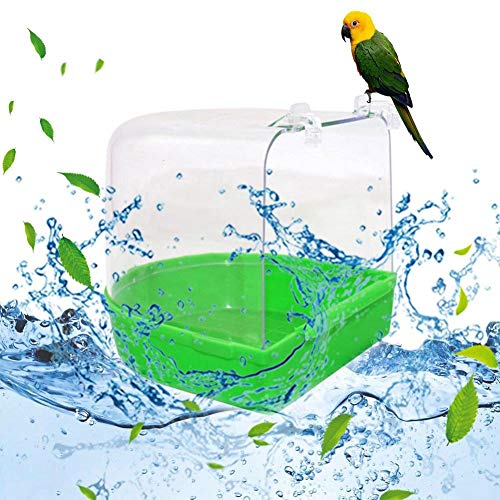LPxdywlk Pet Bird Parrots Bañeras Transparentes Bañera Caja De Ducha Jaula Colgante Decoración Suministros Caja De Baño para Pájaros Verde