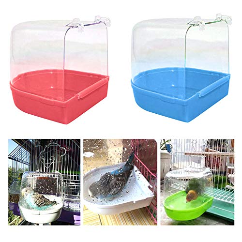 LPxdywlk Pet Bird Parrots Bañeras Transparentes Bañera Caja De Ducha Jaula Colgante Decoración Suministros Caja De Baño para Pájaros Verde