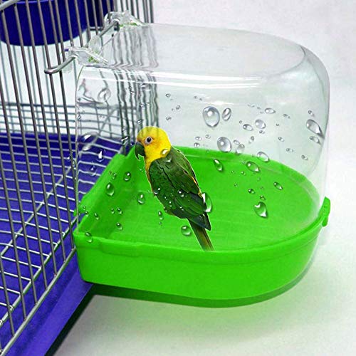 LPxdywlk Pet Bird Parrots Bañeras Transparentes Bañera Caja De Ducha Jaula Colgante Decoración Suministros Caja De Baño para Pájaros Verde