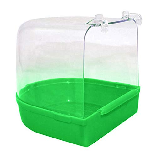 LPxdywlk Pet Bird Parrots Bañeras Transparentes Bañera Caja De Ducha Jaula Colgante Decoración Suministros Caja De Baño para Pájaros Verde