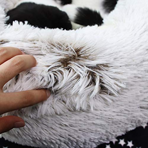 LRuilo Calming Pet Bed Cojín mullido de felpa extra grande para perro, gato, cachorro, donut, acogedor, antideslizante, lavable, sofá nido para mascotas (XXL, marrón)