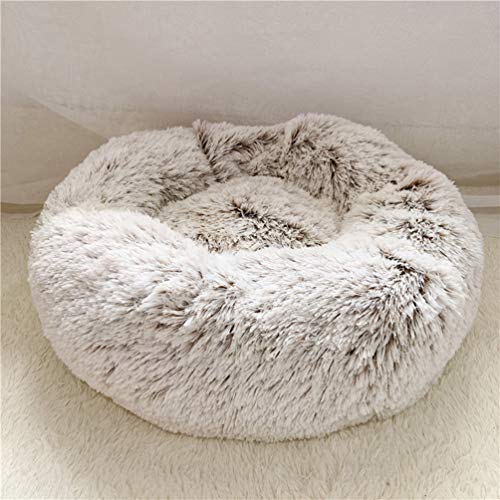 LRuilo Calming Pet Bed Cojín mullido de felpa extra grande para perro, gato, cachorro, donut, acogedor, antideslizante, lavable, sofá nido para mascotas (XXL, marrón)