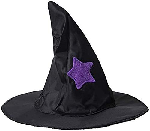 Luckylele Halloween mascota sombrero halloween mago sombrero negro sombrero púrpura estrellas perro tocado halloween mascota papel juego traje Perro y gato