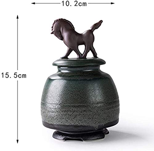 LULUDP Ataúdes y urnas Medio cremación urna de cerámica for la Cubierta Creativa de Pet y Cenizas humanas Caballo Antiguo artesanía, C, Color: C Keepsake Funeral Urns (Color : C)